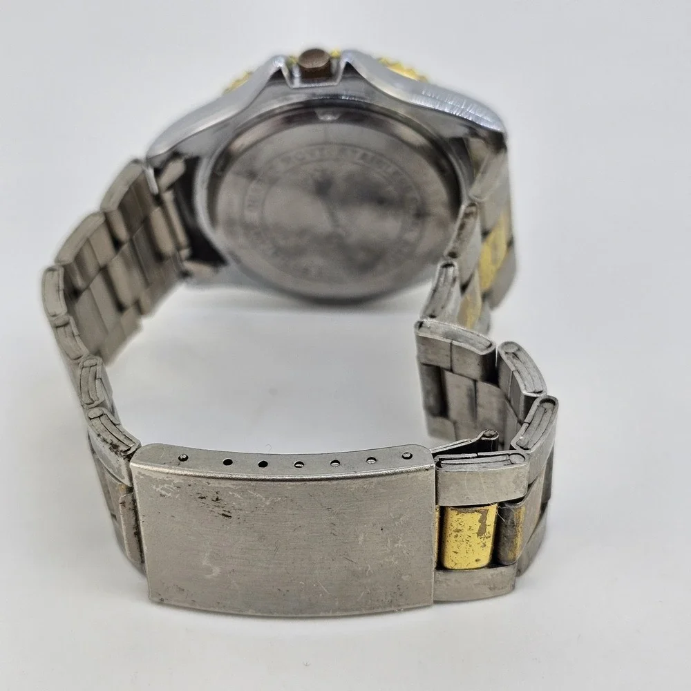 40MM Men's Watch Black Dial Two‎ Tone Bracelet Band 7.5